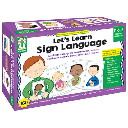 Key Education Let&#x27;s Learn Sign Language Learning Cards